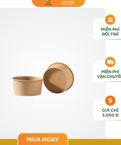 Alternative view of 10 Bộ tô giấy kraft 500ml nắp nhựa PP dành cho món nóng
